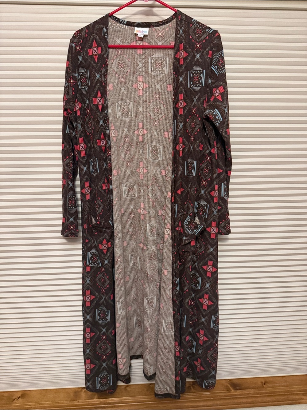 Lularoe women’s large knee length geometrical cardigan sweater